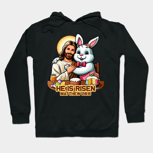 Matthew 28:6 He Is Risen Hoodie by Plushism